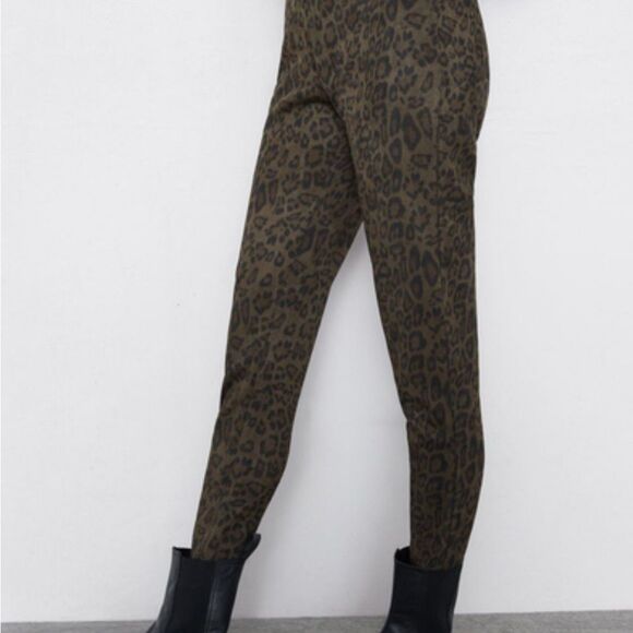 Zara Brown and Black Skinny Pants High-Waisted Knit - Picture 1 of 7